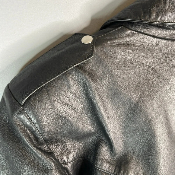 SCREAMING EAGLE Leather Motorcycle Jacket Black Tied Waist Removable Lining M - Picture 6 of 14